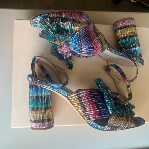 Loeffler Randall Camellia Pleated Bow Heel w/ Ankle Strap - Rainbow - Picture 1 of 13